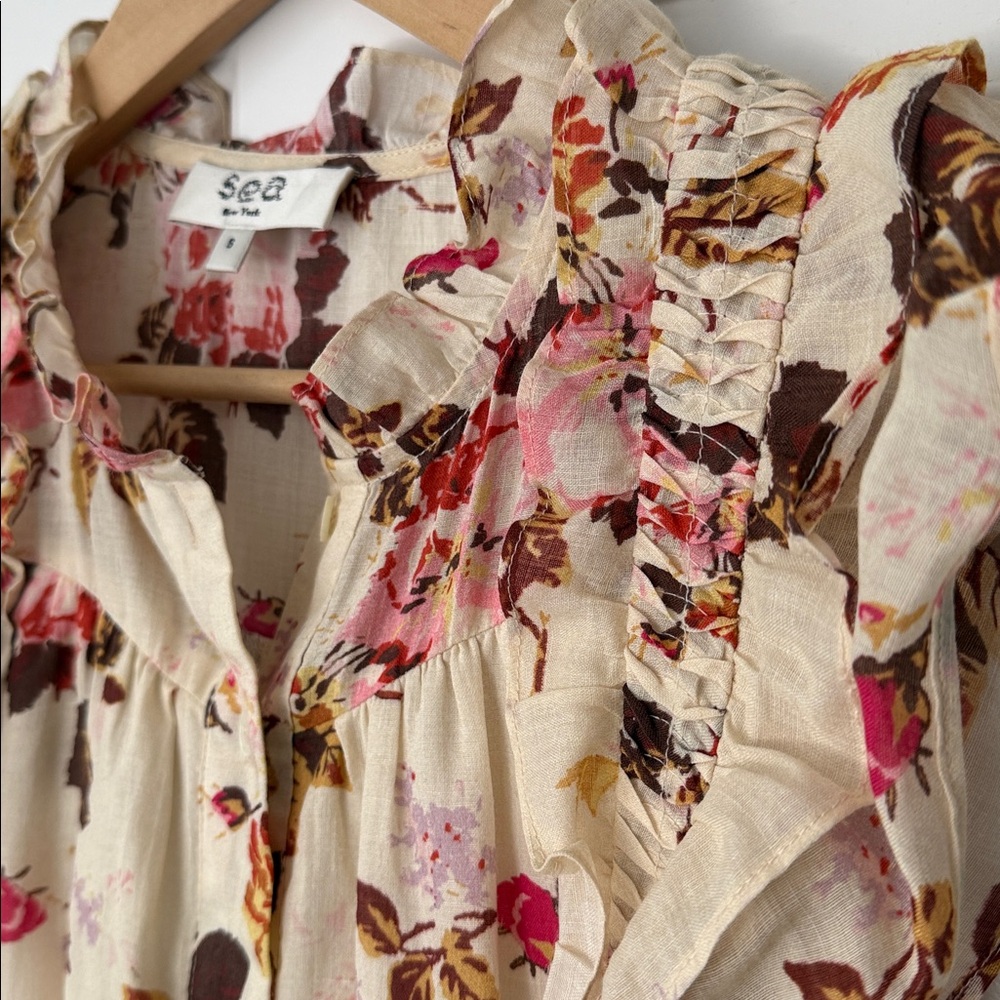 Sea NY Floral Ruffle Flutter Sleeve Esme Midi Dress - Picture 3 of 10